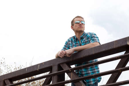 Man on Bridgeの写真素材