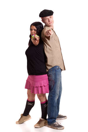 Young Couple Pointingの写真素材