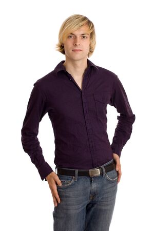 Man in Purple Shirtの写真素材