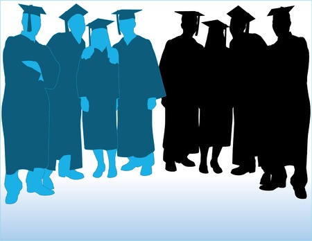 Graduates Vector Silhouettesのイラスト素材
