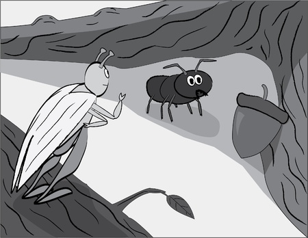 Grasshopper and Antのイラスト素材