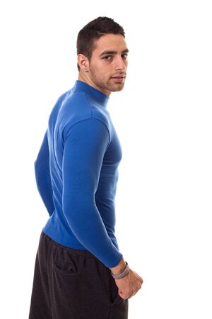 Man in Blue Shirtの写真素材