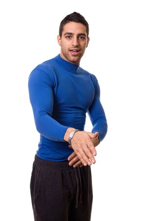 Man in Blue Shirtの写真素材