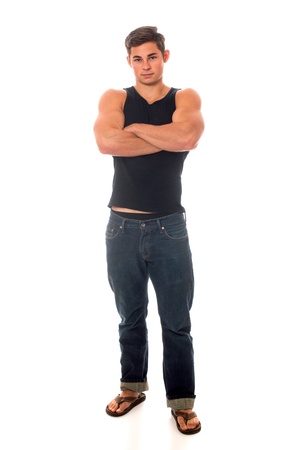 Casual young man. Studio shot over white.の写真素材