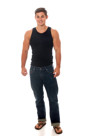 Casual young man. Studio shot over white.の写真素材