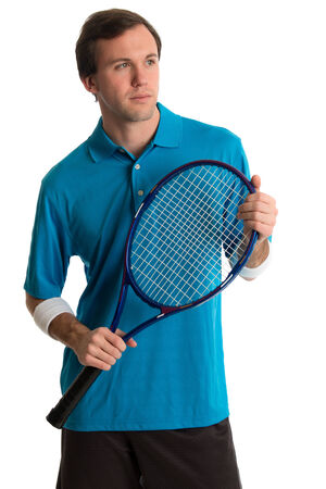 Young adult male tennis player. Studio shot over white.の写真素材