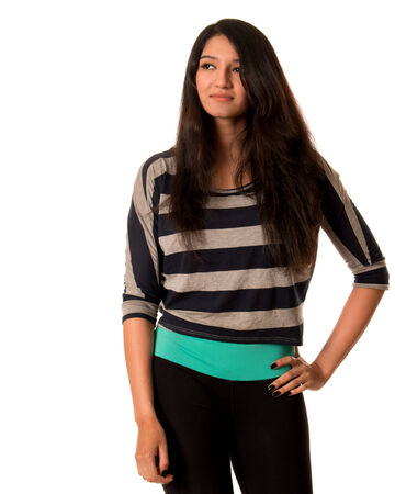 Casual young woman. Studio shot over white. Casual young woman. Studio shot over white.