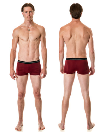 Man in underwear. Studio shot over white.の写真素材