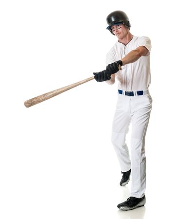 Young adult baseball player. Studio shot over white.の写真素材