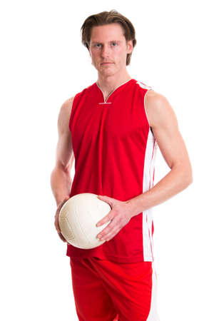 Male volleyball player. Studio shot over white.の写真素材