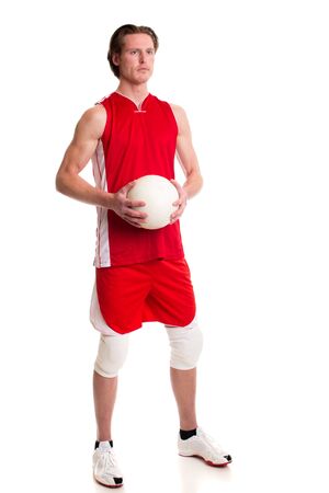 Male volleyball player. Studio shot over white.の写真素材