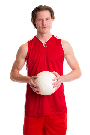 Male volleyball player. Studio shot over white.の写真素材