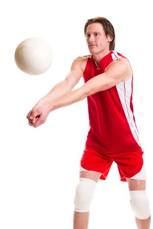 Male volleyball player. Studio shot over white.の写真素材