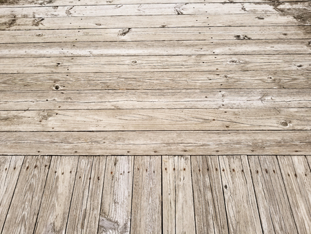 Weathered wood plank boardwalk for background or texture.の写真素材