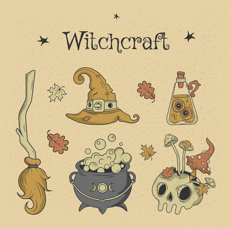 vector illustration. Doodle. witchcraftのイラスト素材