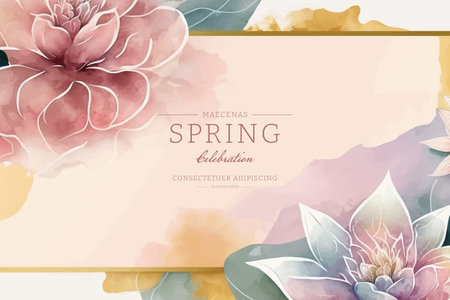 Watercolor floral background with place for your text. vector illustration.のイラスト素材