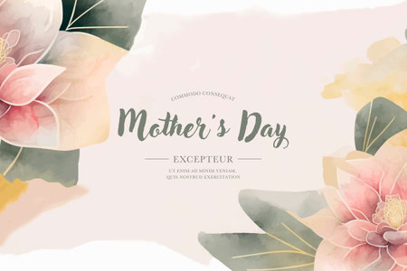 Mother's day greeting card with watercolor flowers. vector illustration.のイラスト素材