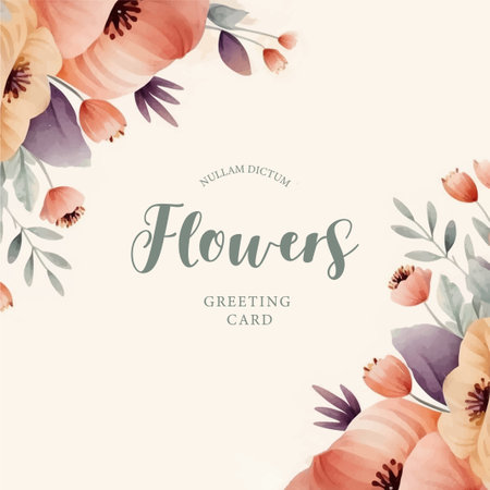 Watercolor floral greeting card with poppies. vector illustration.のイラスト素材