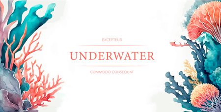 underwater world. Underwater world background with corals. vector illustration.の写真素材