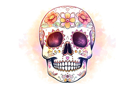 Day of the Dead. Sugar skull with floral pattern. vector illustration.