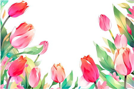 Spring background with tulips and place for text. vector illustration.のイラスト素材