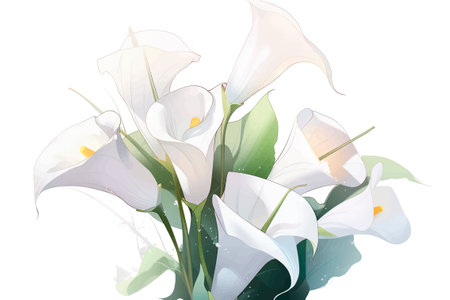 White calla lilies on a white background. vector illustration.のイラスト素材