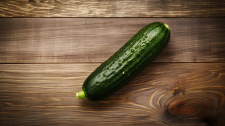 Fresh cucumber on wooden background. top view. toned.の素材