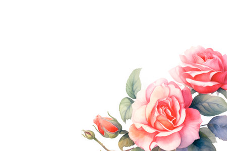 watercolor painting of rose flower on white background, valentine conceptのイラスト素材