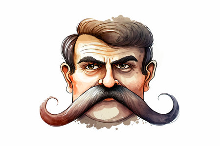 Portrait of a man with a mustache. hand-drawn illustrationのイラスト素材
