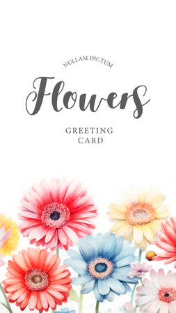 Floral greeting card. watercolor gerbera flowers. vector illustration.のイラスト素材