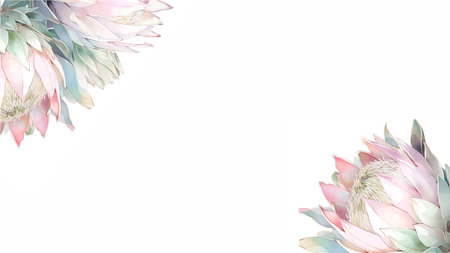 Watercolor protea flower isolated on white background. hand drawn illustration.のイラスト素材