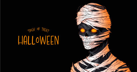 Halloween background with mummy and text. vector illustration for your designのイラスト素材