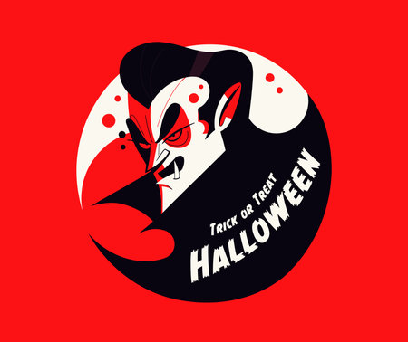 Halloween vector illustration with a vampire on red background. vector illustration.のイラスト素材