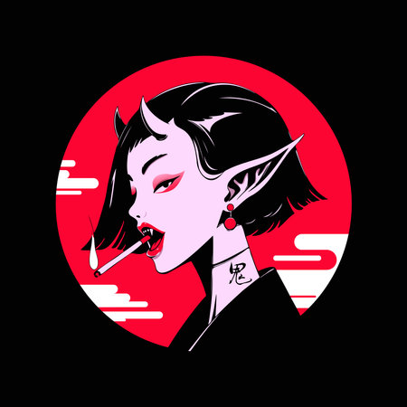 vampire girl. Vector illustration on a black background. Halloween.のイラスト素材