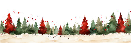 Winter landscape with pine trees and falling snow. Christmas vector illustration.の写真素材