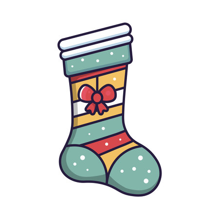 christmas sock with bow icon vector illustration design graphic vector illustration graphic designのイラスト素材