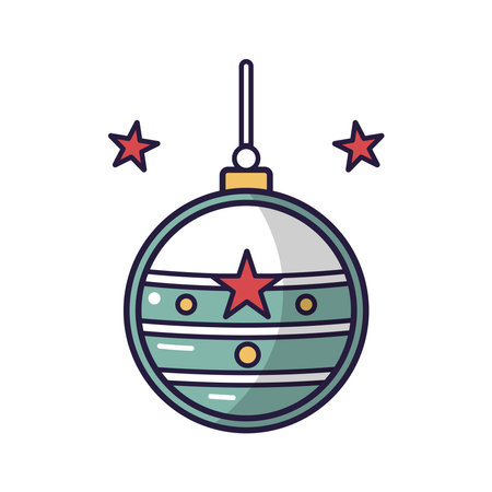 merry christmas ball decoration icon vector illustration design graphic flat styleのイラスト素材