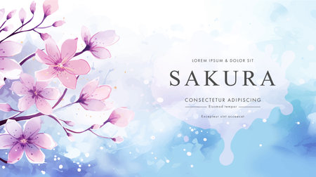 Cherry blossom watercolor background. Sakura vector illustration. Spring blossom.のイラスト素材