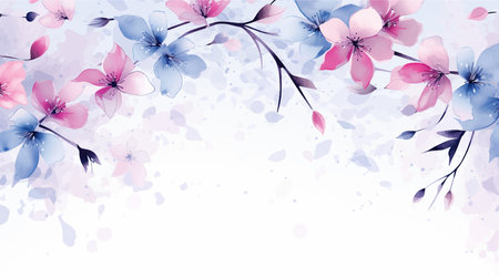 Cherry blossom spring background with place for text. Vector illustration.のイラスト素材