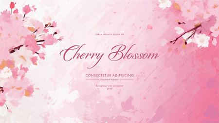 Watercolor cherry blossom vector background. Spring blossom illustration.のイラスト素材