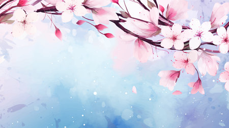 Cherry blossom spring background with copy space. Vector illustration.のイラスト素材