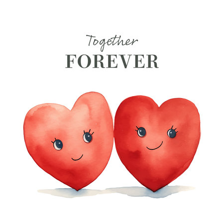 Valentines day greeting card with watercolor hearts. Vector illustration.のイラスト素材