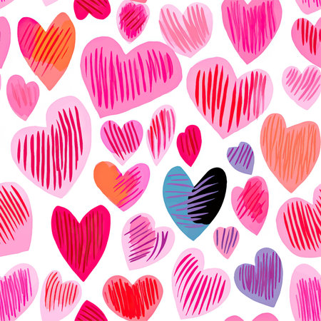 Seamless vector pattern with hand drawn hearts. Valentine's Day background.