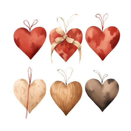 Watercolor hearts set. Hand painted illustration isolated on white background.のイラスト素材