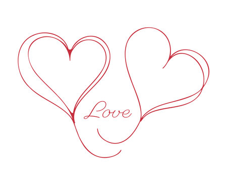 Vector hand drawn hearts. Design element for greeting card, wedding invitation, valentines day.のイラスト素材