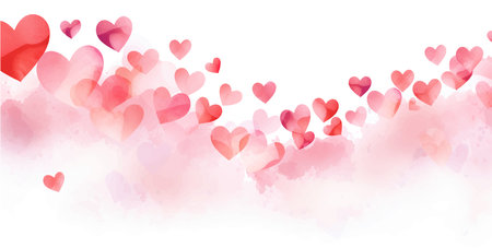 Valentine's day background with watercolor hearts. Vector illustration.のイラスト素材