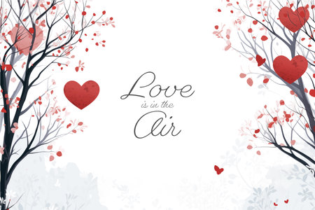 Valentine's day background with hearts and tree. Vector illustration.のイラスト素材