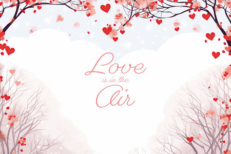 Valentines day background with hearts and trees. Vector illustration.のイラスト素材