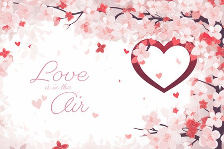 Valentine's day background with cherry blossom and heart.のイラスト素材