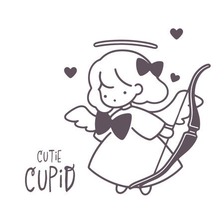 Cute cartoon cupid with bow and arrow. vector illustration.のイラスト素材